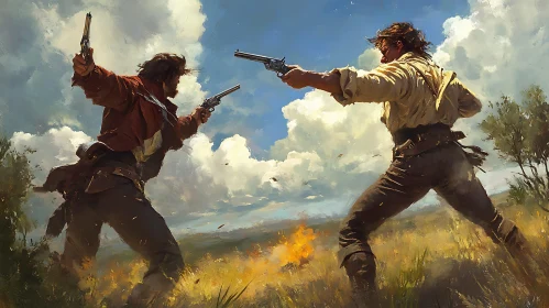 Old West Gunfight Painting