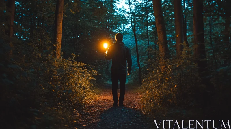 Forest Path Illuminated by Light AI Image