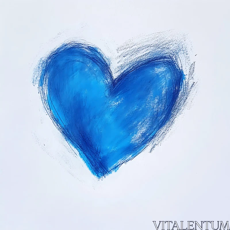 Simple Blue Heart Art Illustration AI Image