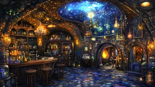 Mystical Potion Bar with Celestial Ceiling