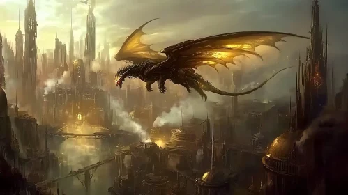 Flying Dragon Above the City