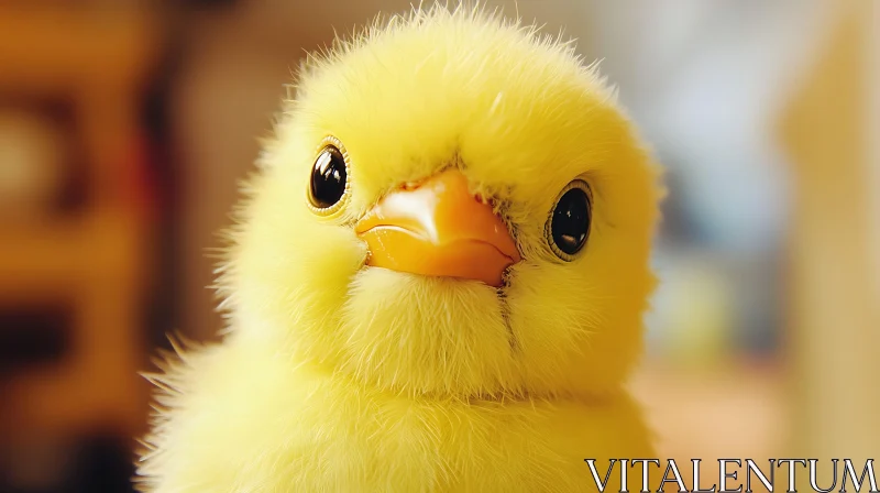 Fluffy Yellow Chick with Big Eyes AI Image