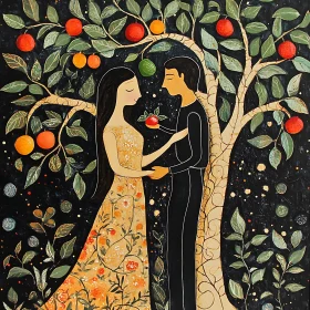 Couple with Apple Tree Painting