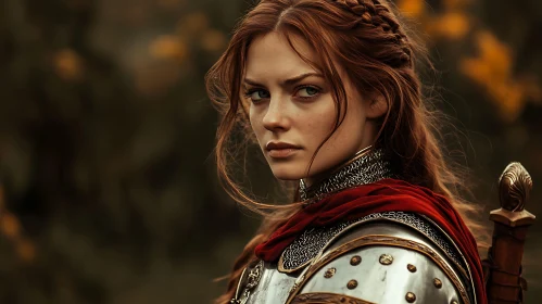 Red-Haired Warrior Woman Portrait