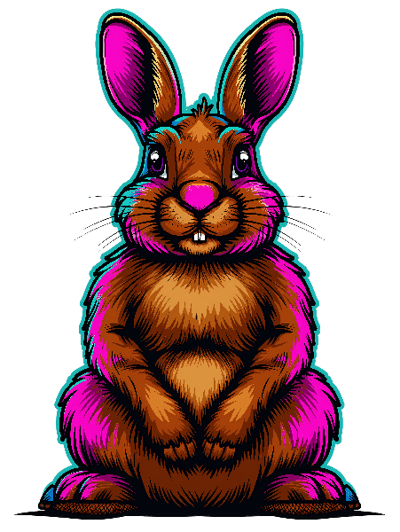 Vibrant Bunny Art for Apparel POD Design