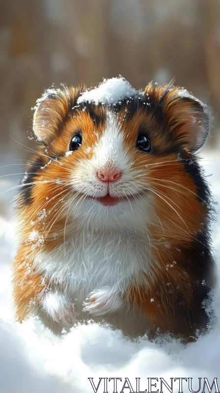 Cute Hamster in Snow AI Image