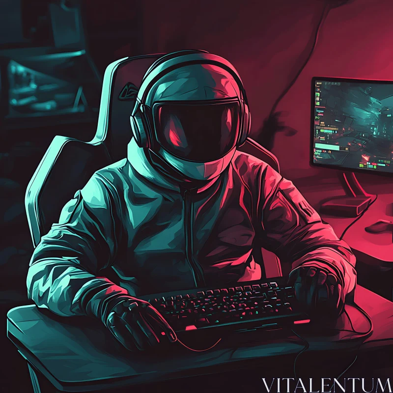 Neon Gaming Astronaut AI Image