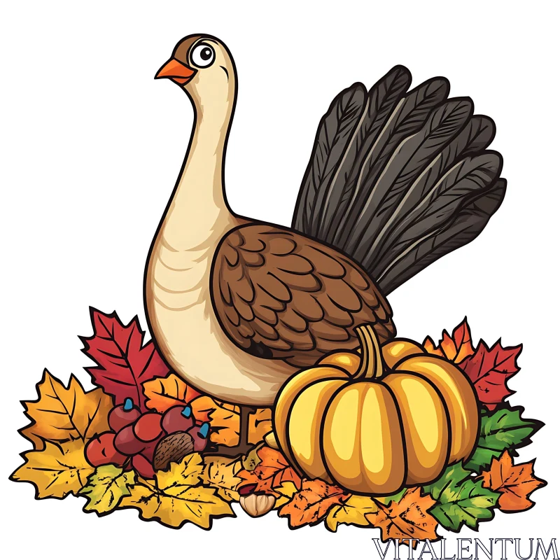 Cartoon Turkey Thanksgiving Feast AI Image