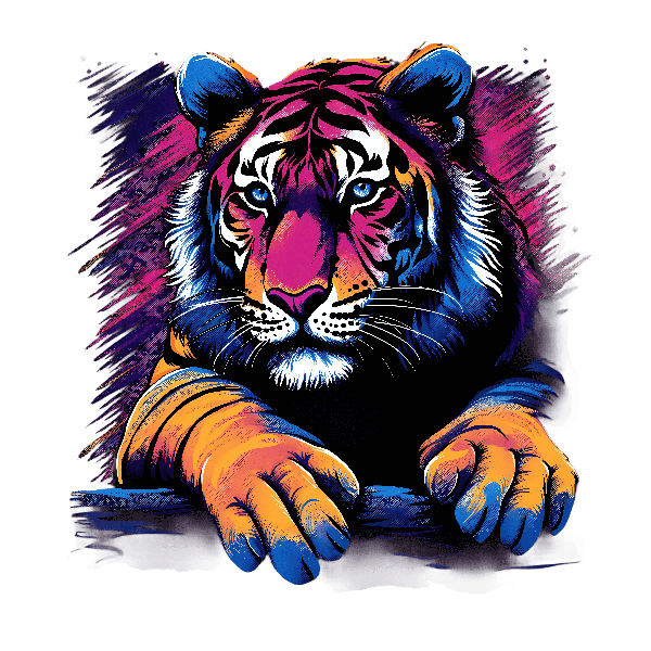 Vibrant Tiger Graphic for Apparel POD Design