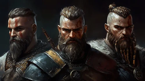 Three Viking Warriors Digital Painting