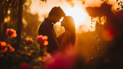 Golden Hour Romance: Couple in Bloom