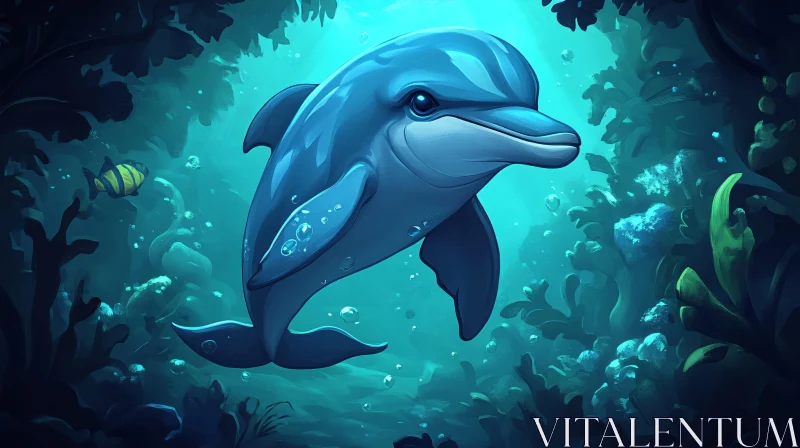 Dolphin in a Vibrant Ocean Scene AI Image