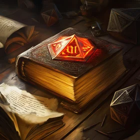 Ancient Tome with Red Gem