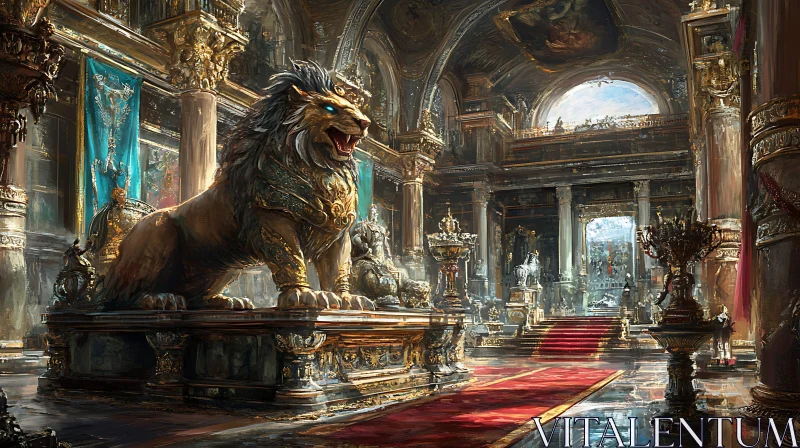 AI ART Lion in Royal Interior