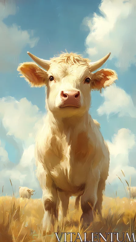 Pastoral Cow Portrait AI Image