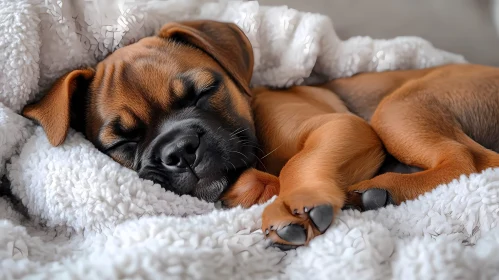 Cute Puppy Wrapped in Cozy Blanket