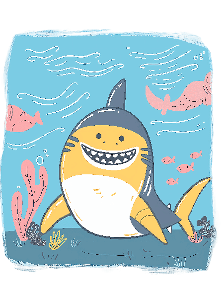 Smiling Shark in Underwater Scene POD Design