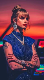 Elegant Portrait of Taylor Swift with Tattoos