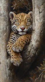 Leopard in Tree Habitat