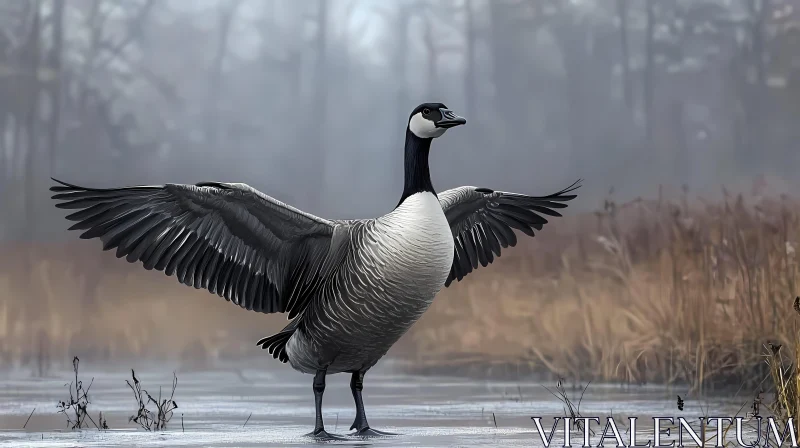 Goose with Outstretched Wings AI Image