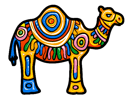 Colorful Vector Illustration of a Camel on Transparent Background