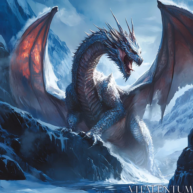 AI ART Frozen Peaks Dragon