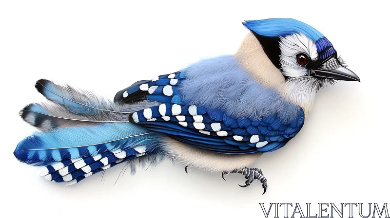 Detailed Blue Jay Feather Study AI Image