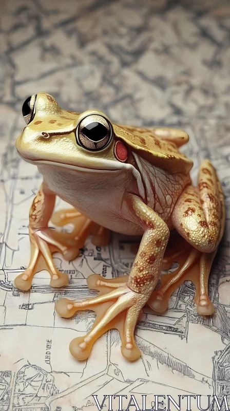 Golden Amphibian on Artistic Background AI Image