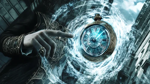 Enchanted Pocket Watch with Swirling Energy