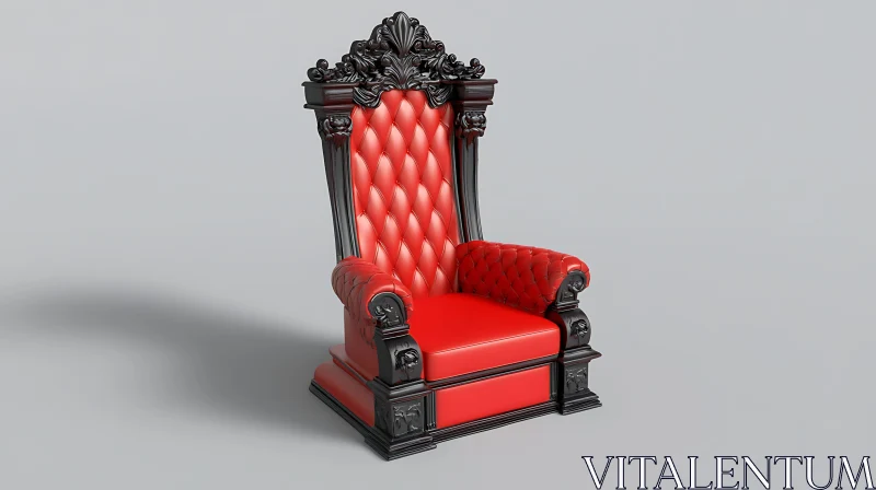 Luxurious Red and Black Throne AI Image