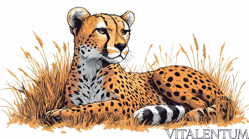 Graceful Cheetah Lying in Grass AI Image