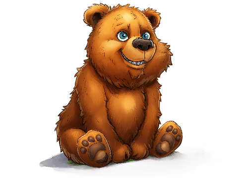 Friendly Cartoon Brown Bear Illustration POD Design