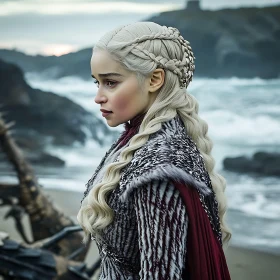 Braided Hair Woman on a Beach