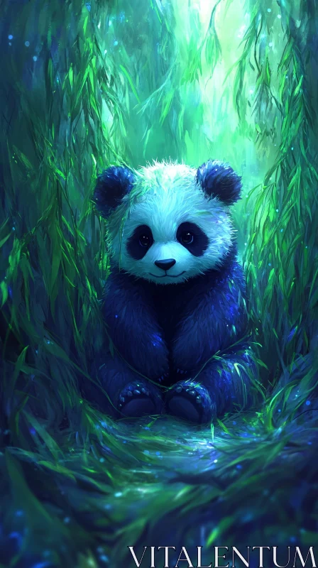 Panda in Lush Greenery AI Image