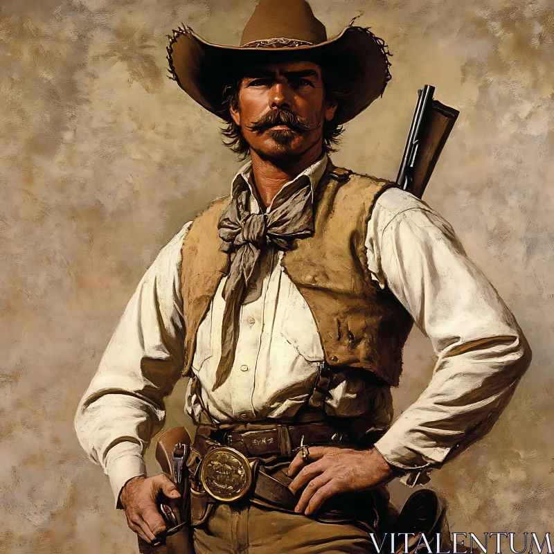 AI ART Classic Western Cowboy with Gun