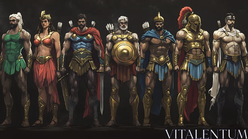 Ancient Warriors Standing Together AI Image