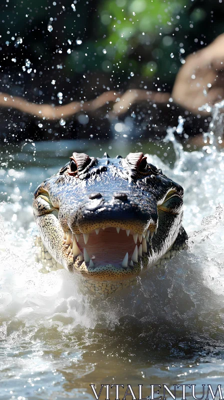 Wild Crocodile in Action AI Image