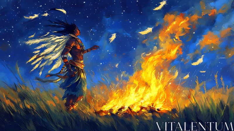 Night Fire Ceremony AI Image