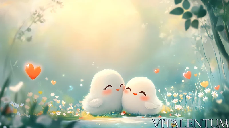 AI ART Birds in Love Cartoon