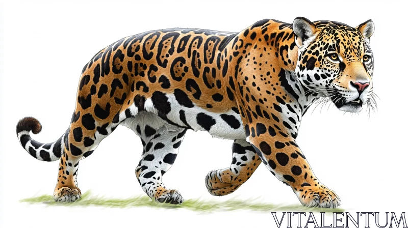 AI ART Jaguar Walking in the Wild