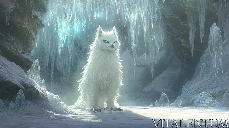 AI ART Winter Creature in Snowy Cave