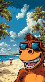 Tropical Cartoon Beach Scene