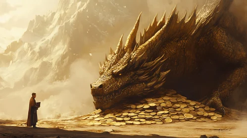 Dragon and Treasure: A Golden Scene