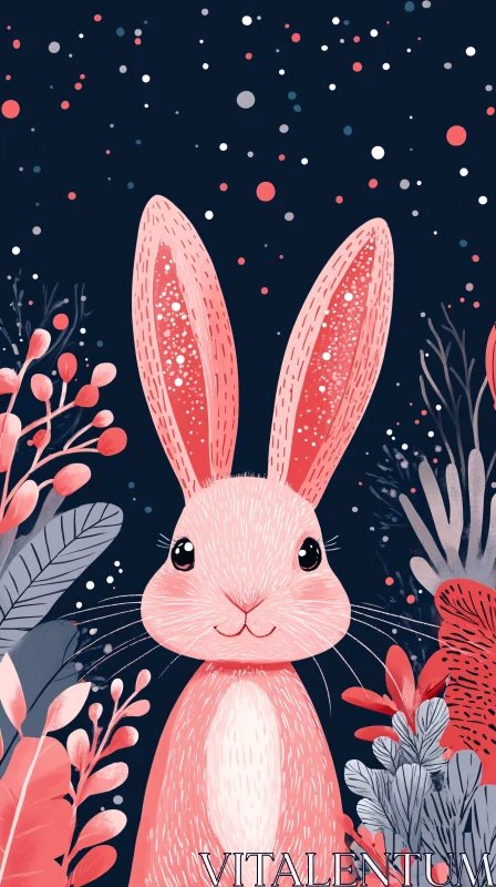 AI ART Enchanting Night Bunny Illustration