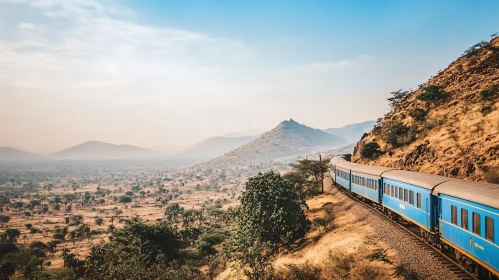 Blue Train in the Mountains