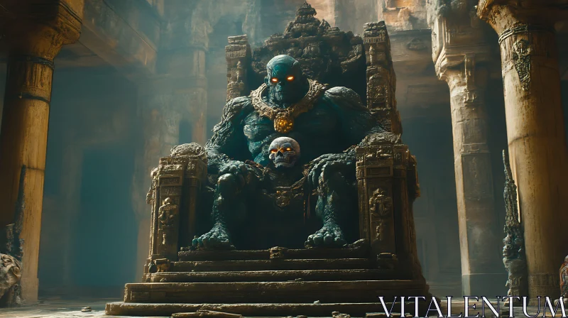 Colossal Monster Enthroned AI Image