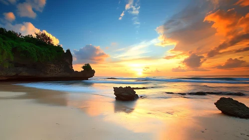 Seaside Sunset Reflection