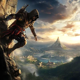 Cliffside Warrior Overlooking Landscape