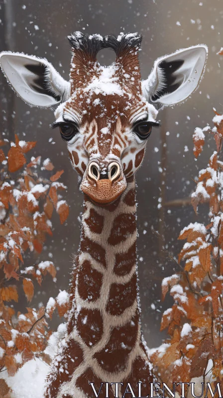 AI ART Winter Giraffe Scene