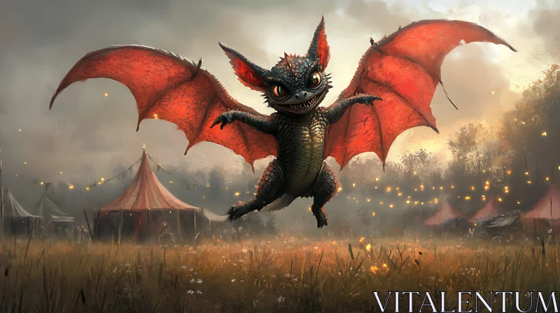 Whimsical Dragon at the Carnival AI Image